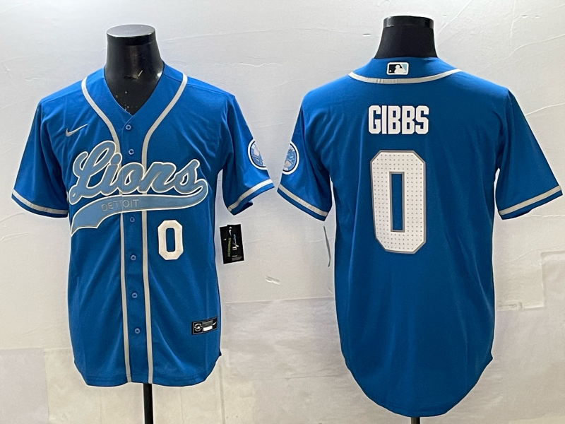 Men Detroit Lions 0 Gibbs blue NFL Nike 2025 jersey 007